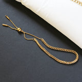 18K Chain & Silicone Bracelet, Adjustable Women's Jewelry