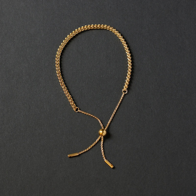 18K Chain & Silicone Bracelet, Adjustable Women's Jewelry