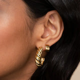 18K Twist Hoop Earrings Croissant Bagel Dangle Earrings For Female