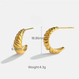 18K Twist Hoop Earrings Croissant Bagel Dangle Earrings For Female