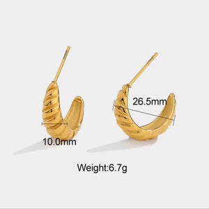 18K Twist Hoop Earrings Croissant Bagel Dangle Earrings For Female