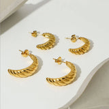 18K Twist Hoop Earrings Croissant Bagel Dangle Earrings For Female
