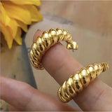 18K Twist Hoop Earrings Croissant Bagel Dangle Earrings For Female