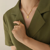 18K Square Geometric Clavicle Chain Necklace for Couple's Gift