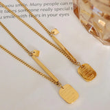 18K Square Geometric Clavicle Chain Necklace for Couple's Gift