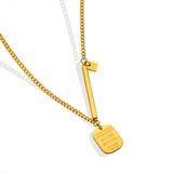 18K Square Geometric Clavicle Chain Necklace for Couple's Gift