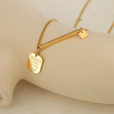 18K Square Geometric Clavicle Chain Necklace for Couple's Gift