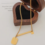 18K Square Geometric Clavicle Chain Necklace for Couple's Gift