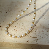 18K Stitching Pearl Long Necklace Freshwater Pearl Beaded Jewelry