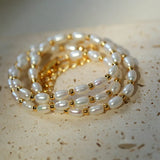 18K Stitching Pearl Long Necklace Freshwater Pearl Beaded Jewelry