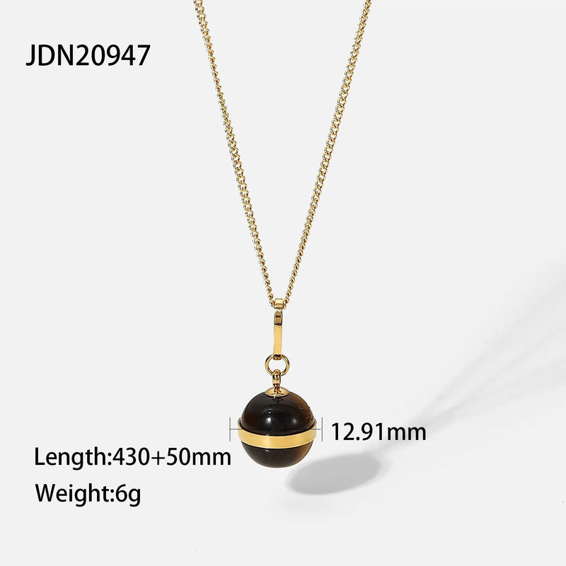 Vintage Tiger Eye Ball Pendant Necklace & Drop Earrings Set