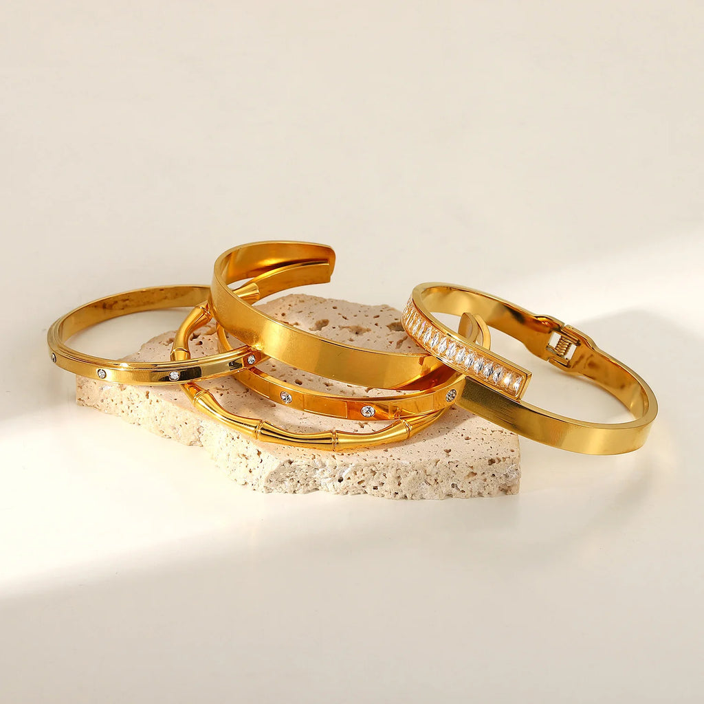18K Vintage Zircon Bangle Bracelet Wrap Jewelry Gift