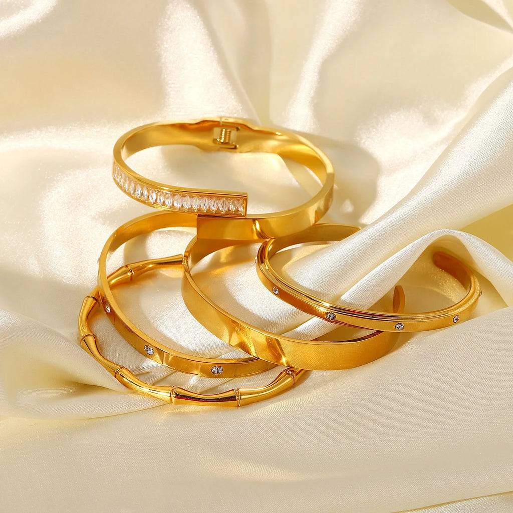 18K Vintage Zircon Bangle Bracelet Wrap Jewelry Gift