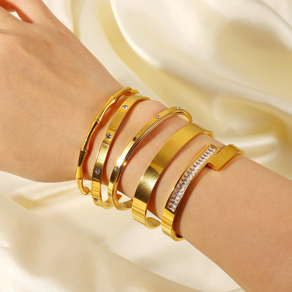 18K Vintage Zircon Bangle Bracelet Wrap Jewelry Gift