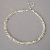 18K Woven Snake Bone Thick Choker Chain Necklace