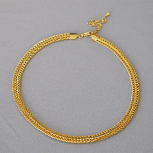 18K Woven Snake Bone Thick Choker Chain Necklace
