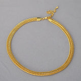 18K Woven Snake Bone Thick Choker Chain Necklace