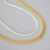 18K Woven Snake Bone Thick Choker Chain Necklace