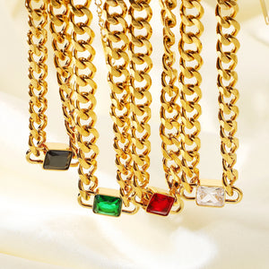 18K Chain Thick Choker Pendant Necklace Zircon Collar Jewelry