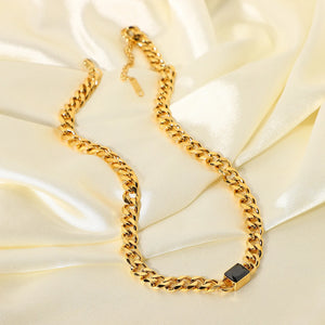 18K Chain Thick Choker Pendant Necklace Zircon Collar Jewelry