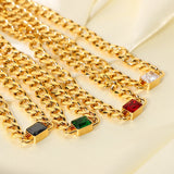 18K Chain Thick Choker Pendant Necklace Zircon Collar Jewelry