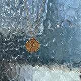 18K Fire Paint Compass Clavicle Necklace Pendant