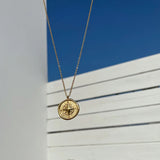 18K Fire Paint Compass Clavicle Necklace Pendant