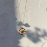 18K Fire Paint Compass Clavicle Necklace Pendant
