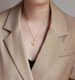 18K Fire Paint Compass Clavicle Necklace Pendant