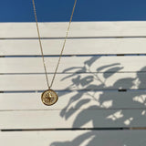 18K Fire Paint Compass Clavicle Necklace Pendant