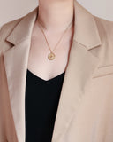 18K Fire Paint Compass Clavicle Necklace Pendant