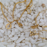 18K Flat Snake Bone Chain Letter Necklace Light Niche English 26 Letter Pendant