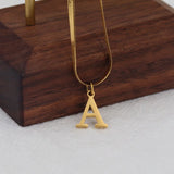 18K Flat Snake Bone Chain Letter Necklace Light Niche English 26 Letter Pendant