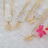 18K Flat Snake Bone Chain Letter Necklace Light Niche English 26 Letter Pendant