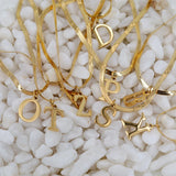 18K Flat Snake Bone Chain Letter Necklace Light Niche English 26 Letter Pendant