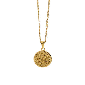 18K Flower Coin Clavicle Pendant Necklace Boho Jewelry