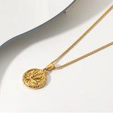 18K Flower Coin Clavicle Pendant Necklace Boho Jewelry
