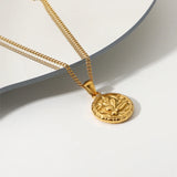 18K Flower Coin Clavicle Pendant Necklace Boho Jewelry