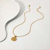 18K Flower Coin Clavicle Pendant Necklace Boho Jewelry
