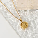 18K Flower Coin Clavicle Pendant Necklace Boho Jewelry