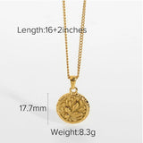 18K Flower Coin Clavicle Pendant Necklace Boho Jewelry