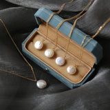18K Freshwater Pearl Flat Round Button Pearl Clavicle Chain Necklace Choker