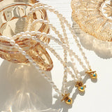 18K Pearl Heart Turquoise Buckle Pendant Necklace