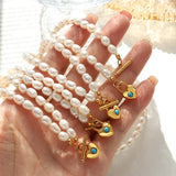 18K Pearl Heart Turquoise Buckle Pendant Necklace