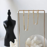 18K Freshwater Pearls Long Necklace Rice Grains Passepartout Clavicle Chain