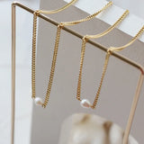 18K Freshwater Pearls Long Necklace Rice Grains Passepartout Clavicle Chain