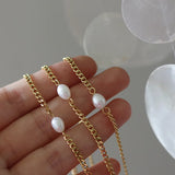 18K Freshwater Pearls Long Necklace Rice Grains Passepartout Clavicle Chain