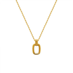Geometric Oval Double Ring Necklace Personality Temperament