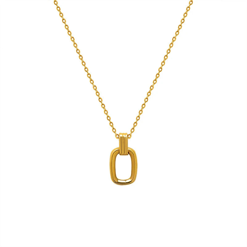 Geometric Oval Double Ring Necklace Personality Temperament