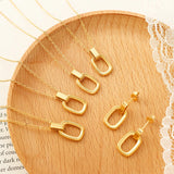 Geometric Oval Double Ring Necklace Personality Temperament